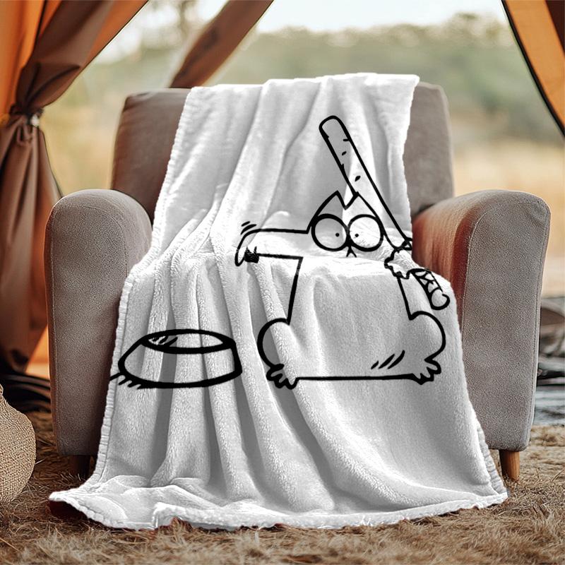 Simon's Cat Flanelldecke Weich Warm Ganzjahresdecke, Design für Camping, Autoreisen, Wandern Sofa, Bett, Büro Perfektes Geschenk für Partys