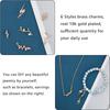 SUPERFINDINGS 24Pcs 6 Styles Cubic Zirconia Links Charms Crystal Leaf Branch Connector Charms Gold Plated Wheat Charms Rhinestone Leaves Pendant