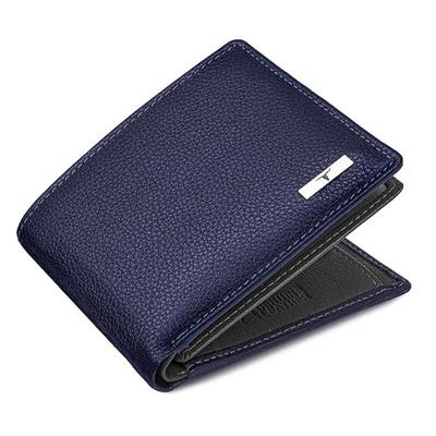Kyle Blue/Grey Leather Wallet for Men