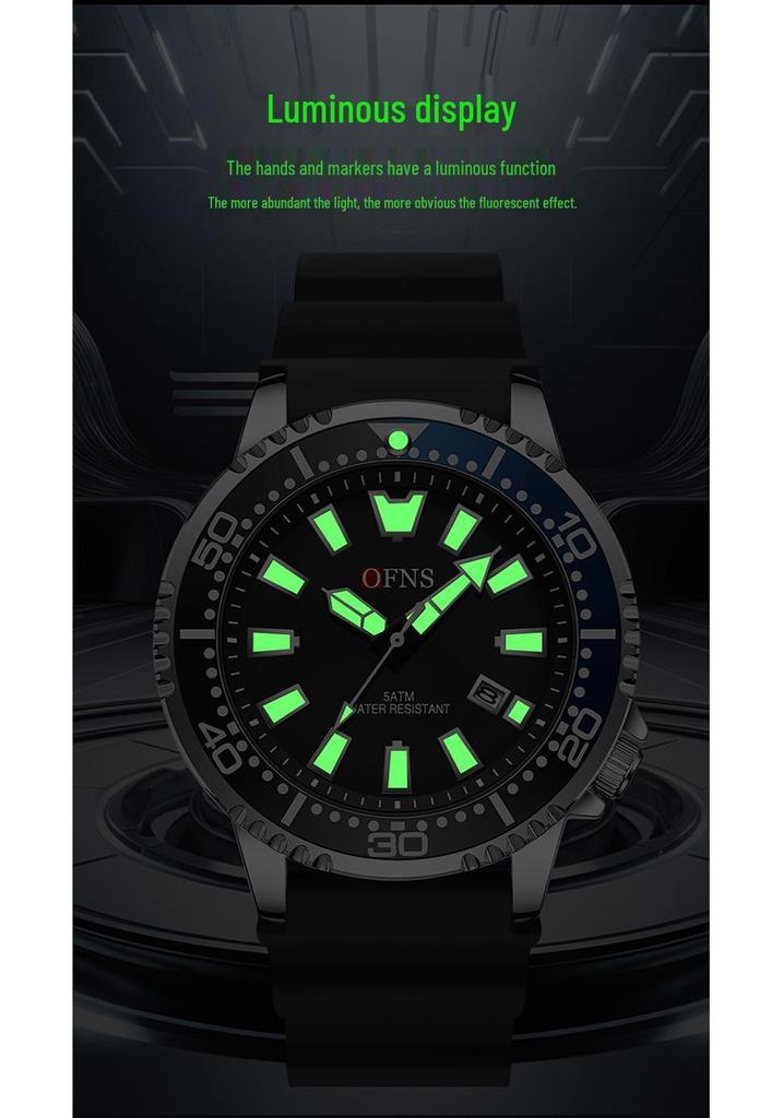 OFNS Men's Casual Waterproof Quartz Wristwatch - Fashionable, Luminous, Simple Design with Shrimp Skin Pattern