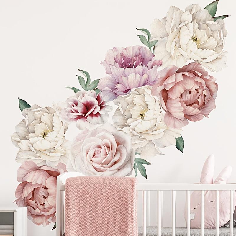 2pcs Peony Flower Wall Decals for Bedroom and Living Room | Self-adhesive PVC Home Decor