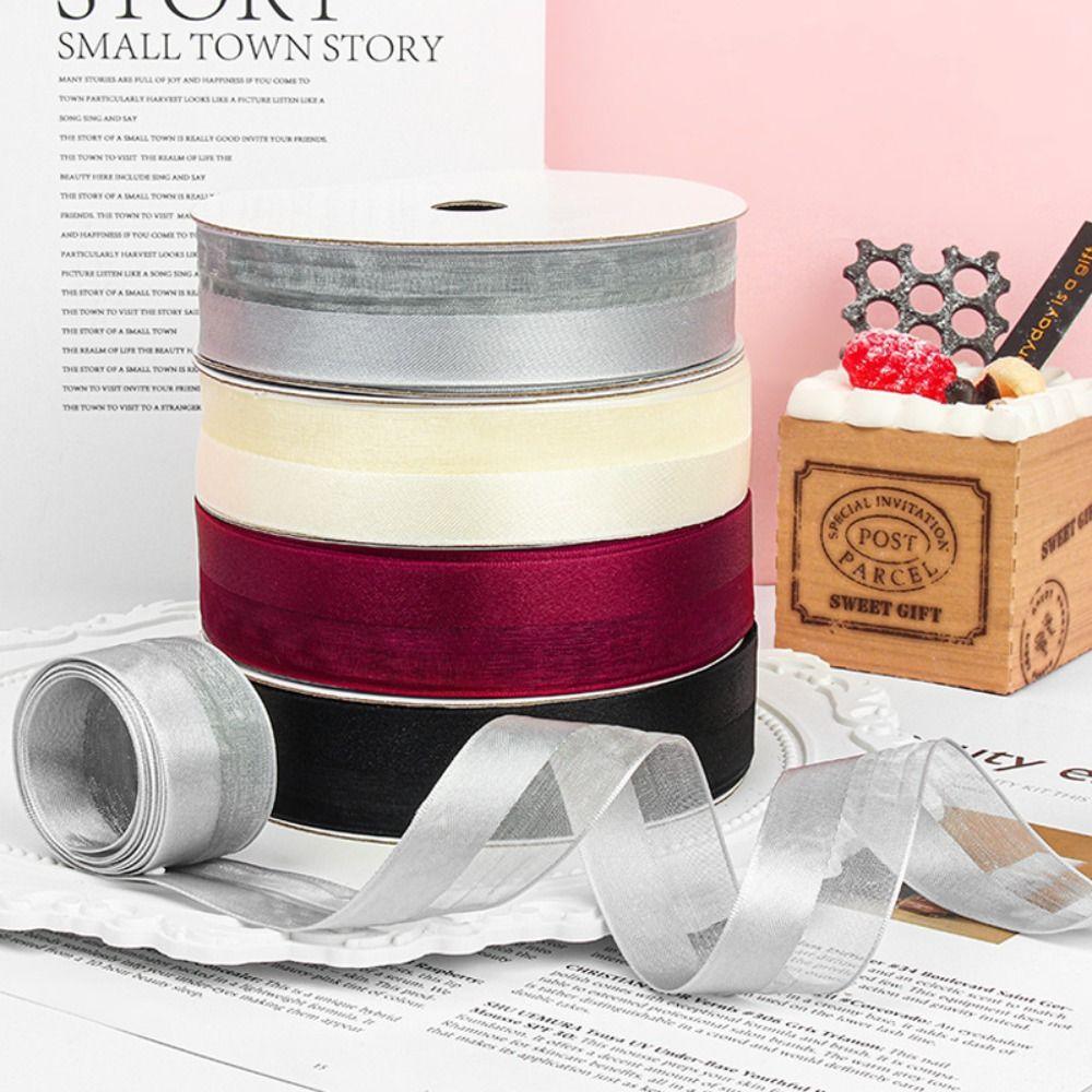 DIY Gift Wrapping Solid Satin Ribbons Handmade Bows Cake Packaging Single Face Ribbons Bridal Bouquets Shiny Ribbons for Crafts