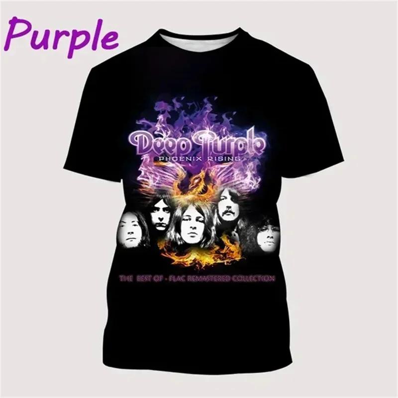 Summer Men Clothing Deep Purple Band Hard Rock Music 3D Print T-shirt Fashion Casual Oversized T Shirt Harajuku Unisex Tops Tees