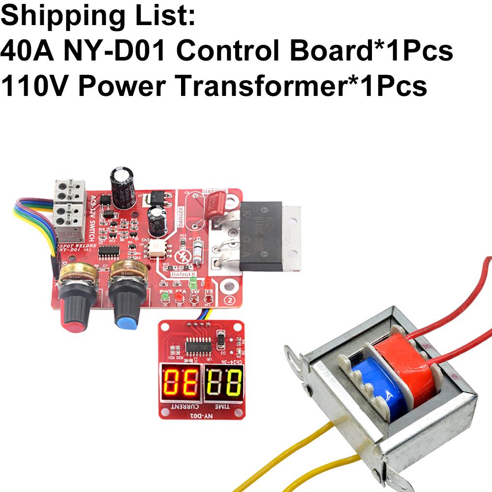 100A/40A Punktschweißgerät Steuerplatine Zeit&Strom Regelungsanzeige Schweißer AC 110V 220V auf 9V Transformator Controller Platine