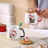 Christmas Ceramic Mug Gift Set,With Bamboo Lid and Cartoon Spoon,Holiday Drinking Cup Kit for Gift