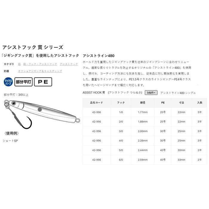 Gamakatsu Assist Hook Toritsuki 480 Single Silver #5/0 42-996