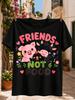 Friends Not Food Cute Pig Cow And Chicken With Flowers Hearts And Colorful Vegan Farm Animal Unisex All Tshirt