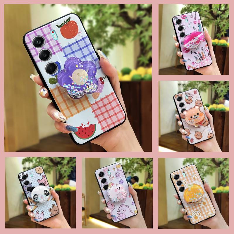 Cartoon Durable Phone Case For Tecno Camon40 4G/CM5 Waterproof Back Cover Soft Case Skin feel silicone Glitter Quicksand