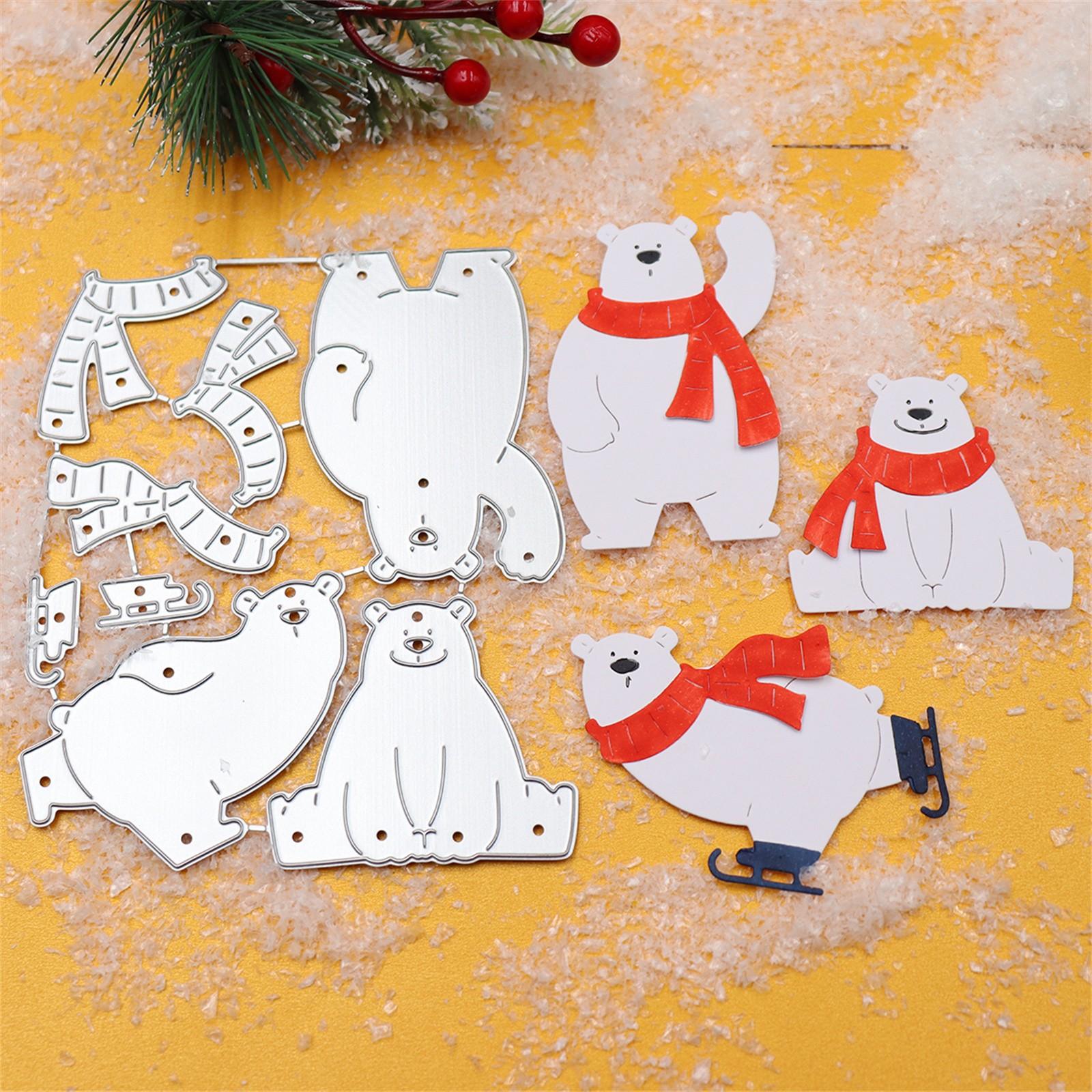 

Рождественский медведь скрапбукинг вырубной штамп 2024 поздравительная открытка тиснение обложка альбома бумажные открытки инструмент для изготовления вырубной штамп One Size