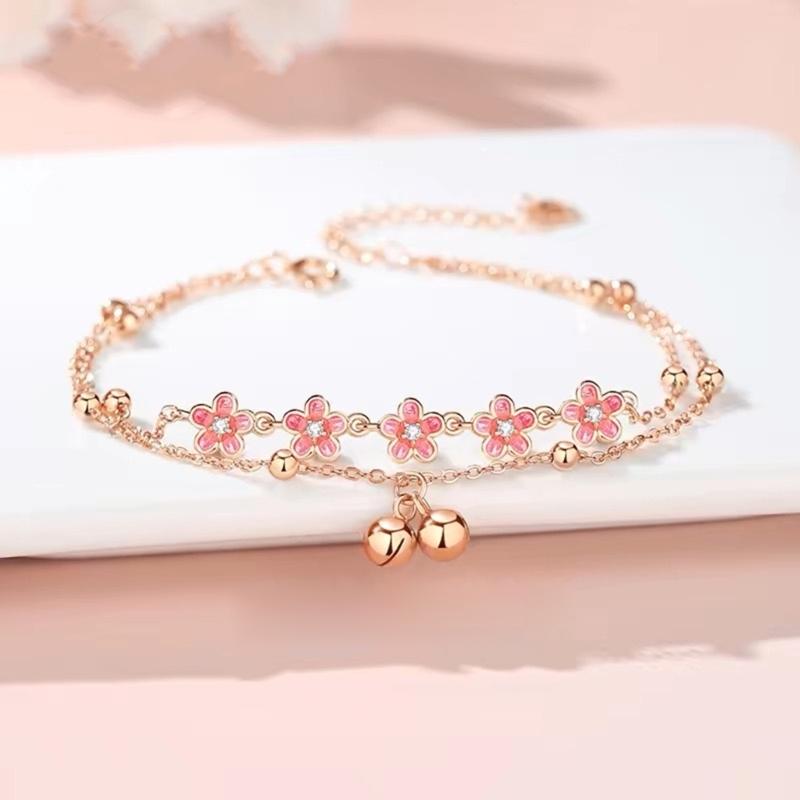 Elegant Copper Ankle Chain With Delicate Peach Blossom Bell Charm For Daily Wear Comfort Fit Accessory for Women