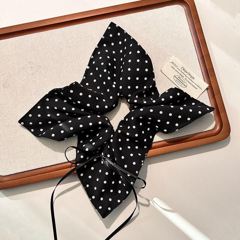 French Cherry Heart Hair Tie - Elegant Large Square Ponytail Holder