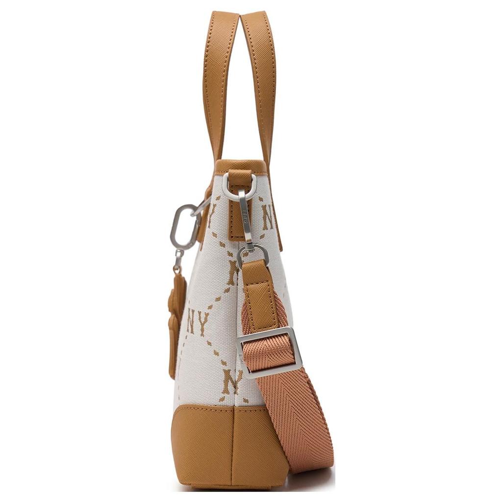 New MLB Artificial Leather Shoulder Bag Crossbody Bag Handbag Clutches Student Backpacks Unisex Cream 3ACRS054N-50CRS