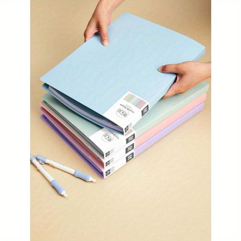 1pc Plain Multi-Layer File Folder, A4 Document Portfolio with Transparent Sleeves for Paper Storage, Large Capacity (Random Cover Label Card)