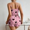 Fashion Women Pajama Sets Love Print Sleeveless Top Shorts 2 Piece Sleepwear Casual Fashion Nightwear Femme Pyjamas Tops Pants Suit