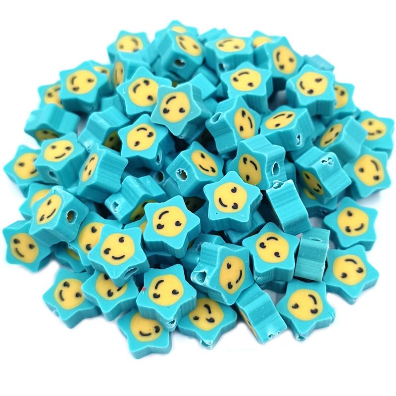 

Высококачественные бусины в форме сердца/пятиугольника/глаза для ожерелья, мягкие керамические бусины, браслеты, изготовление ювелирных изделий своими руками, материалы для бисероплетения, 10 шт. Star Blue