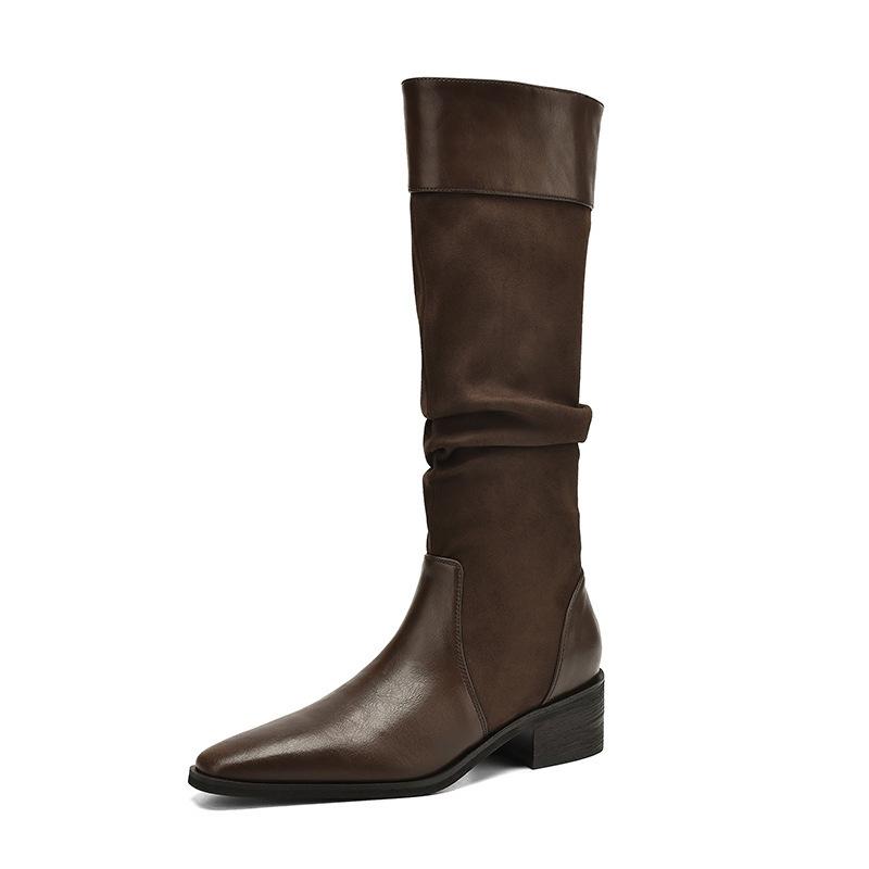 Maillard West Boots Splicing Pointed Tall Pile Boots Medium Boots