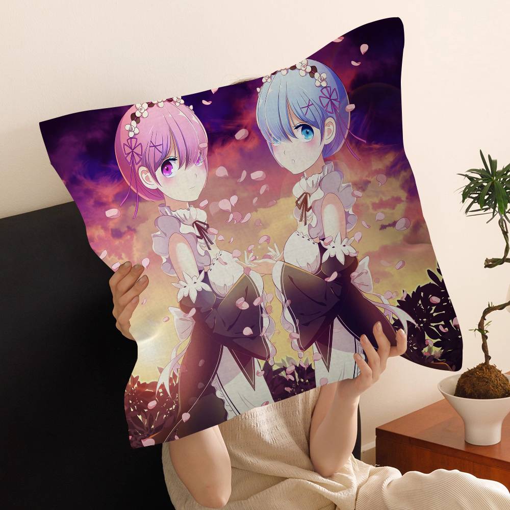 Anime Re Zero Cushion Cover Inches Farmhouse Decor Home Throw Pillow Covers for Couch Decorations