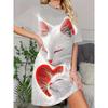 Rochie casual la modă pentru femei, Rochie de vară americană cu imprimeu digital și mânecă scurtă