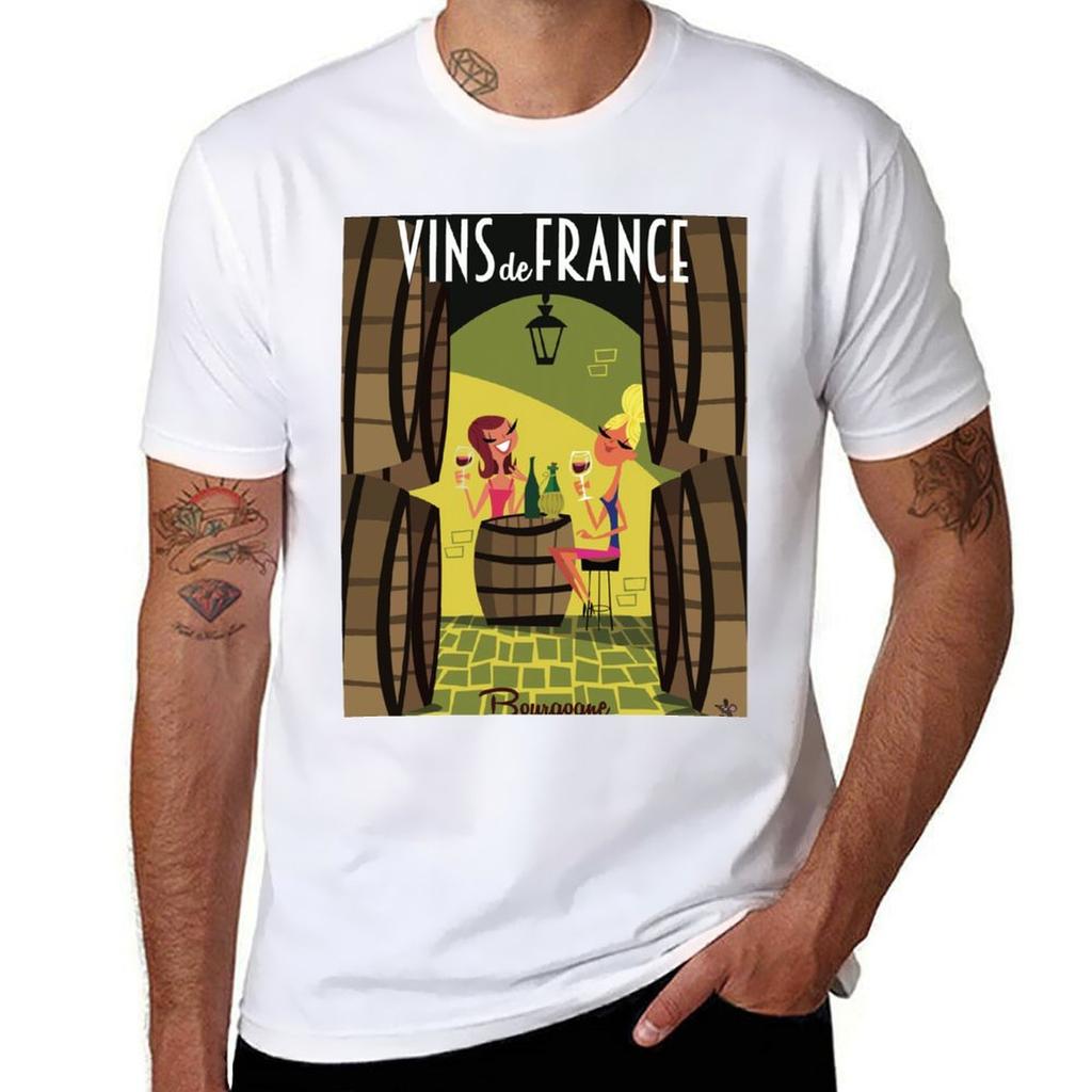 Vins De France Bourgogne Poster Tshirt Plus Size Quick Dry Sports Tee