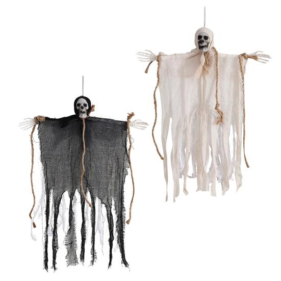 Halloweenská závěsná kostra duch venkovní velká strašidelná ponurá smrtka strašidelný létající duch lebka pro zahradu na dvůr dekor strašidelného domu