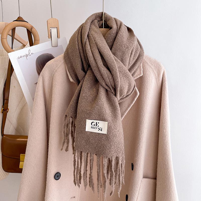New solid color casual scarf simple fashion scarf men's and women's thickened versatile shawl