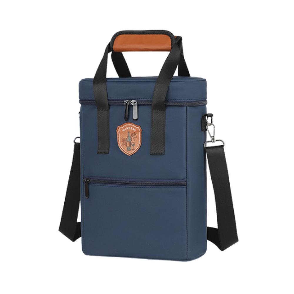 Two-bottle Wine Tote Bag Portable Oxford Cloth Wine Bottle Insulation Bag Leakproof Front Pocket Wine Cooler Carrier Bag