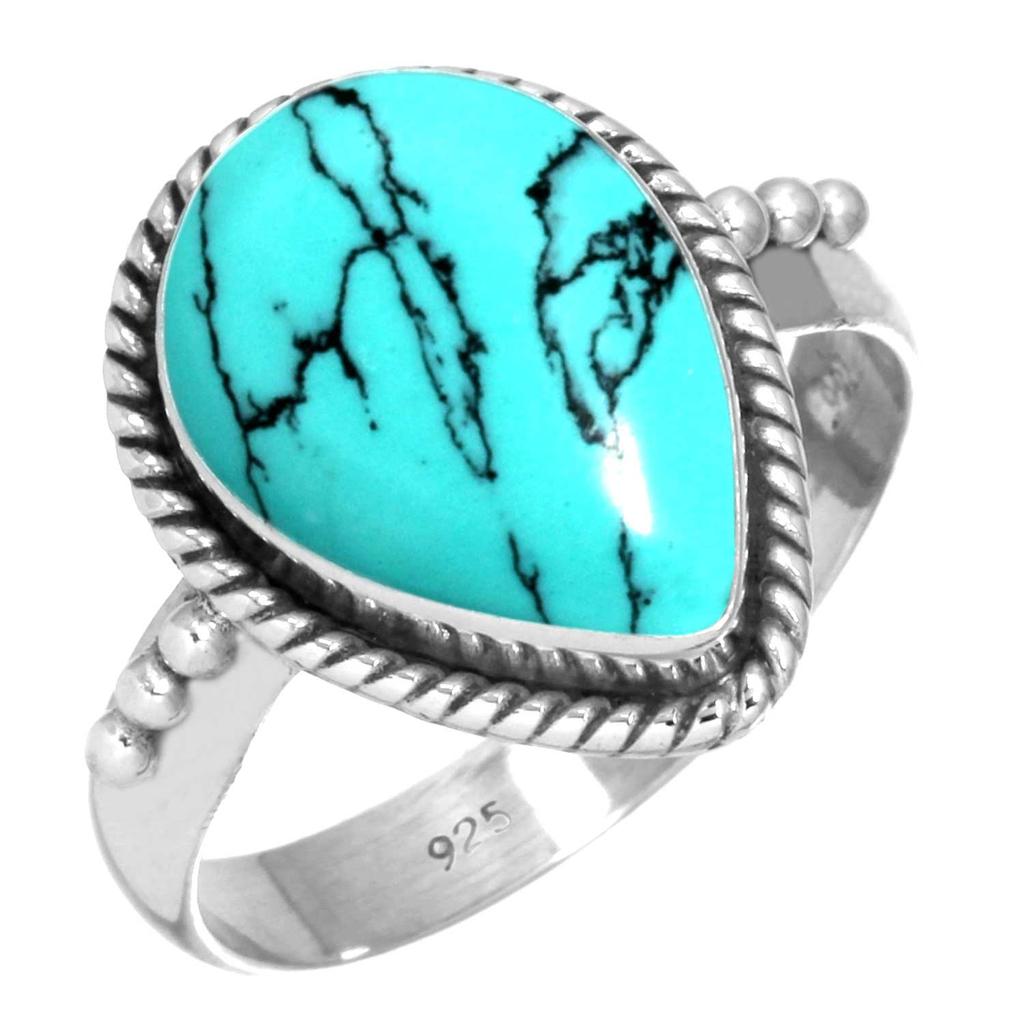 925 Sterling Silver Ring Women Gemstone Handmade Jewelry Thanksgiving Gift Blue Green Purple Copper Turquoise Pearl Lapis Mother Of Pearl Statement