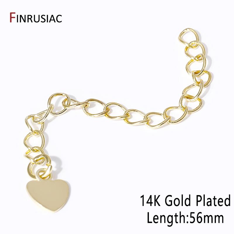 14/18K Gold Plated Brass Heart Tag Extension Chains Connectors For DIY Necklace Bracelet Jewelry Making Supplies Wholesale