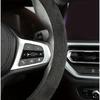 Car Steering Wheel Cover 38cm Non-Slip Suede Leather Ultra-thin D-shaped Round Sweat-absorbent For All Season Auto Accessories