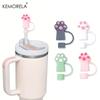 4PCS Cartoon Cute Cat Paw Straw Cap Straw Lids For Car Cups Silicone Straw Top Lids Reusable Silicone Soft Protector Cover