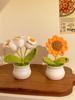 Sunflower Hand-Knitted Woolen Yarn Bouquet - Small Decorative Gift for Home