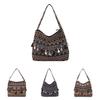 Ethnic Inspired Shoulder Bag Made From Special Material With Zipper Closure