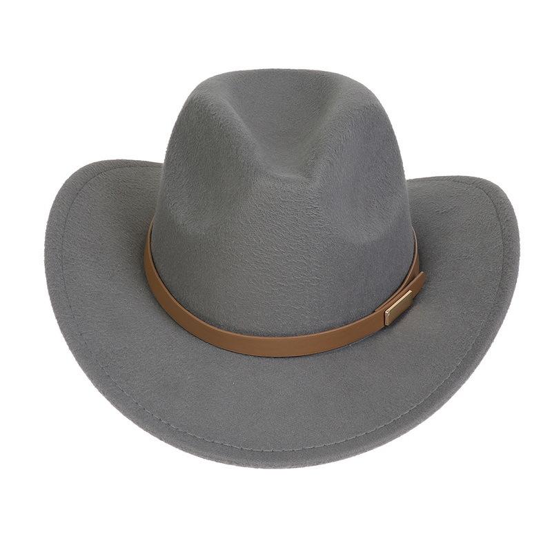 Western Cowboy Top Hat Spring And Autumn New Jazz Hat Big Brim Pentagram Belt Accessories Felt Hat Men And Women