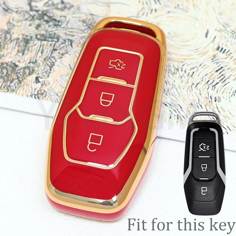 Tpu Car Key Case Cover Auto Shell Fob Holder For Ford Fusion Mondeo Mustang F-150 Lincoln Edge Explorer Mk   Protector