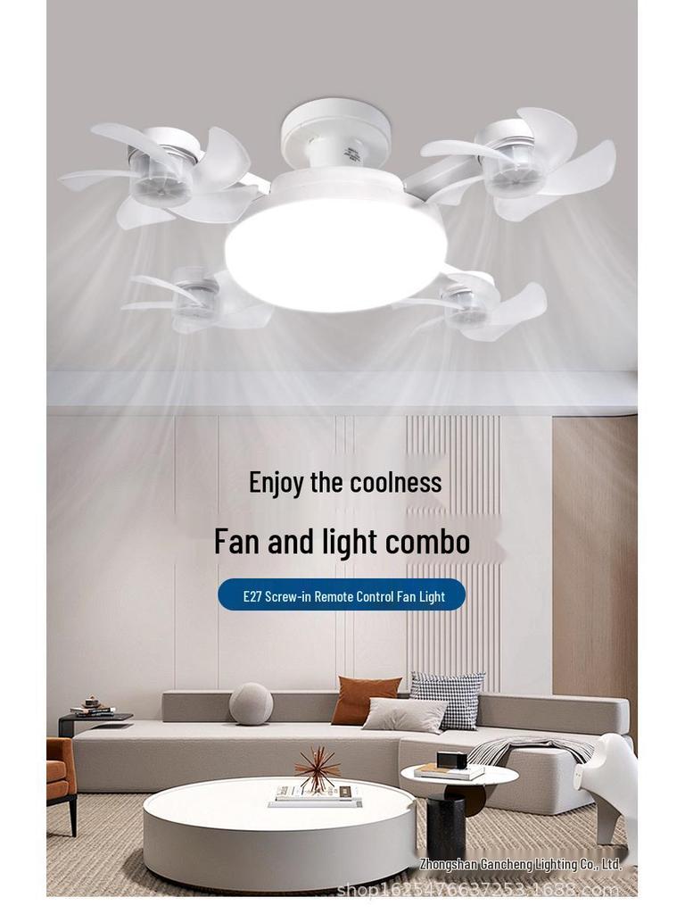 Nordic Simple E27 Ceiling Fan Light with Silent Remote Control - Eye Protection Fixture for Bedroom