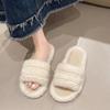 Fashion 2025 New Home Slippers Women's Rubber Flip Flops Luxury Slides Flock String Bead Shoes Low Platform Designer Cotton Slippers