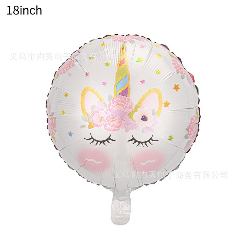 Large Unicorn Balloon Birthday Party Decorative Horse Head Balloon Closed Eyes One-Horned Horse Aluminum Film Balloon