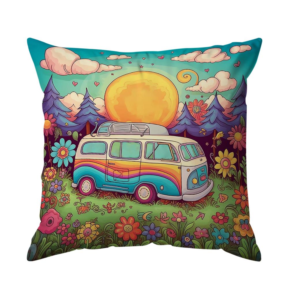 50X50Cm Colorful Campers Pillowcase 100%Polyester Living Room Bedroom Sofa Office Cushion Case Home Decoration