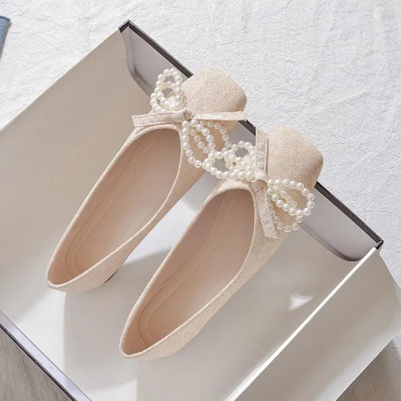 Fashion Elegant Party Shoes for Women With Bow Slip-on Shallow Breathable 2025 Trend High Quality Fashion Young Social Chic Woman Flats