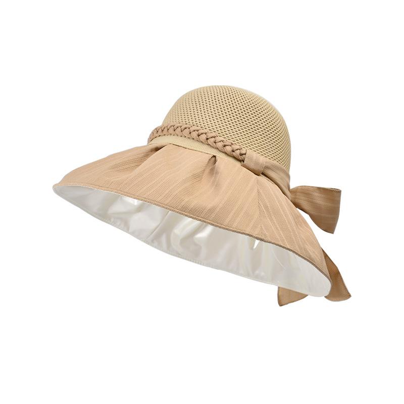 8491 summer big brim sun hat children fashion bow sunscreen sun hat hollow vinyl bucket hat