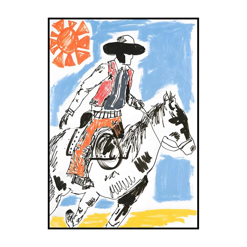 Abstract Classic Vintage Western Cowboy Poster Into The Wild Wall Art Print Canvas Painting for Living Room Home Decor Picture