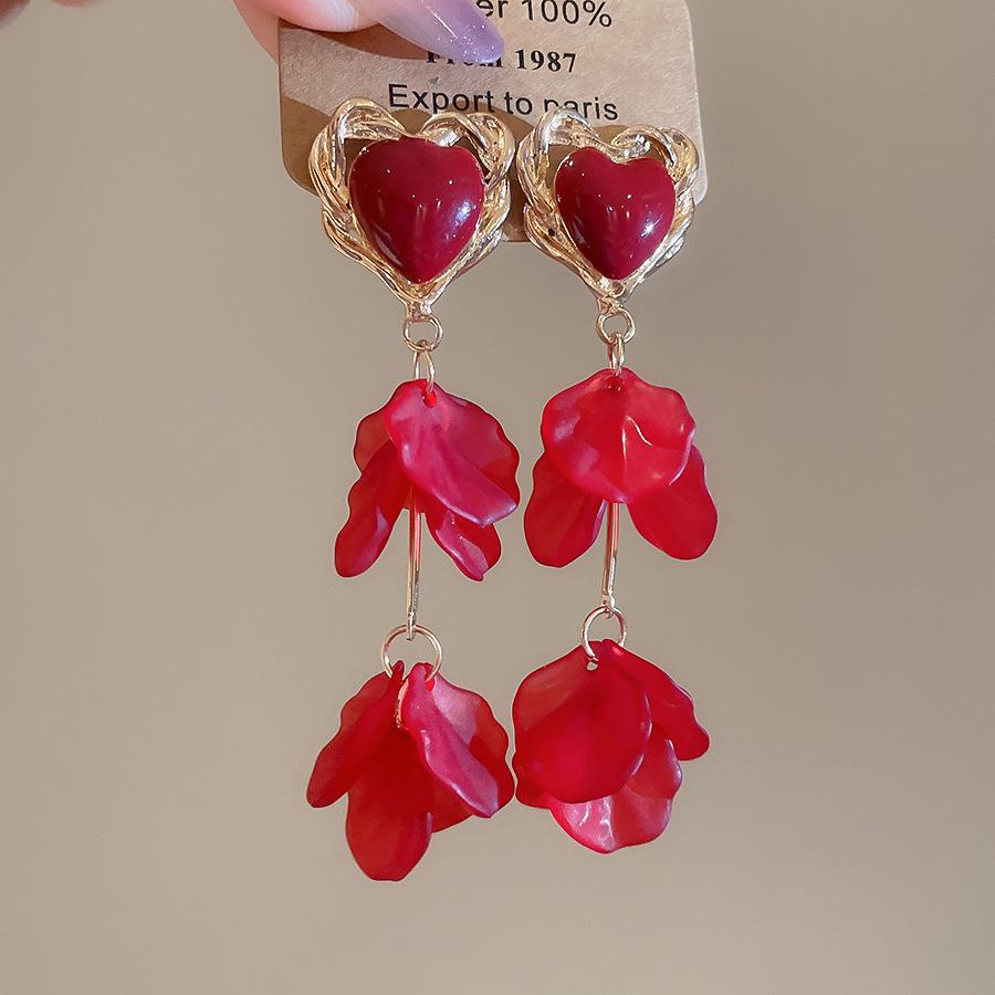 

Ретро Серьги-пусеты Красный Анкор с геометрическим цветком - Высококлассные, Модные, Универсальные для женщин