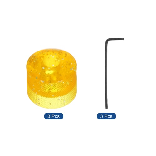 uxcell Dome Knobs, Guitar Knobs, 6mm Flake Yellow Plastic, for Electric Guitar and Bass, Volume and Tone Controls, with Internal Hex Wrench, Set of 3