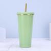 In Stock 304 Stainless Steel Straw Cup with Gold Rim - Portable Outdoor Thermos for Car Use