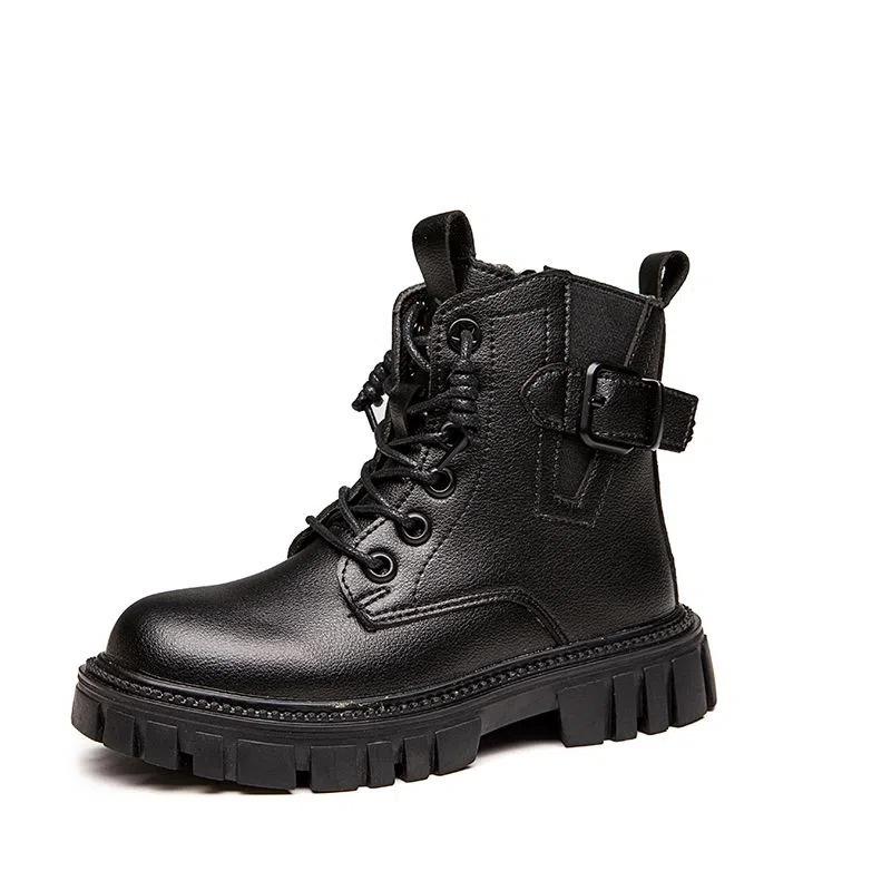 Новые девичьи ботинки Мартинса 2026 года в корейском и британском стиле - Короткие Стильные Удобные для студентов 176 CM Size 28 чёрный 2460₽