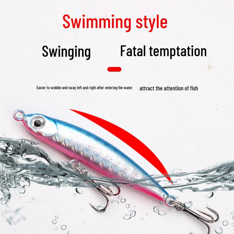 Little Silver Sinking Pencil Lure 3.2g: Long-Cast Wobbling Artificial Bait for Freshwater Fishing