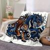 1 szt. Koc Niebieski Smok vs Tygrys Miękki koc do dekoracji pokoju, Idealny prezent, Salon, Podróż, Kemping, Kocy do samochodu