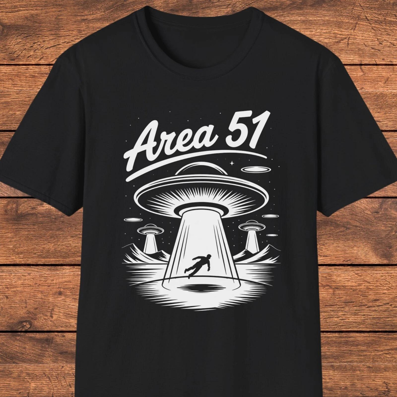 Men s and Women s T-shirts Area 51 T-Shirt, Alien Abduction, UFO Graphic, Retro Sci Fi Tee, Secret Base XS