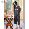 Xuan Liang Sleepwear Women's Summer Thin Cotton Short Sleeved Shorts Three Piece Set Home Clothes Casual Outerwear