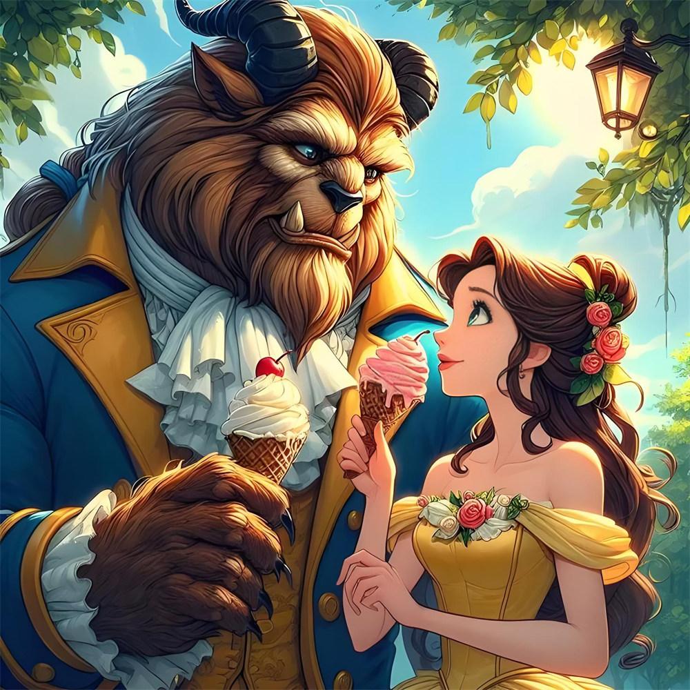 Disney 5D Diamond Painting Beauty and The Beast Cross Stitch Mosaic Kit Home Decoration Wall Sticker DIY Handmade Gift